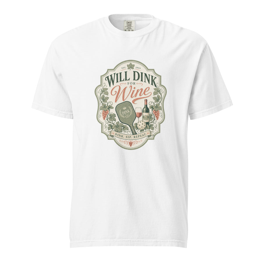 "Will Dink For Wine" Vintage Crest Tee
